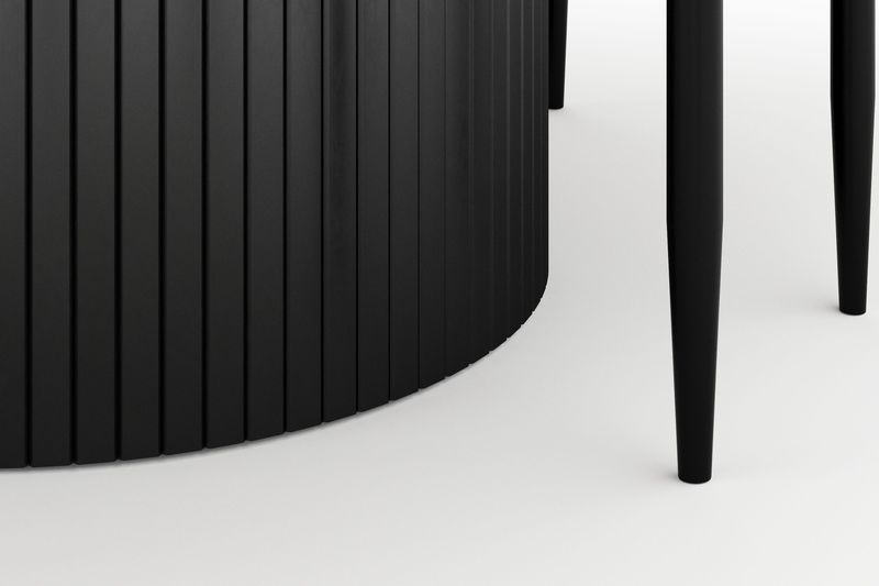 Kopparbo Pyöreä Ruokapöytä 130 cm Jatkettava ja 4 Sawako Tuolia - Musta - Huonekalut - Pöytä & ruokailuryhmä - Ruokailuryhmä