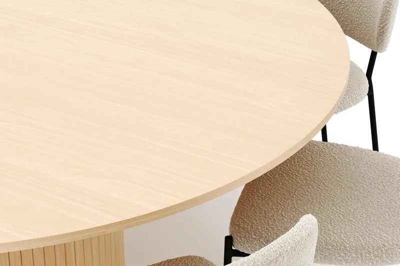 Kopparbo Pyöreä Ruokapöytä 180 cm ja 8 Gemmiano Tuolia - Valkokuultoinen - Huonekalut - Pöytä & ruokailuryhmä - Ruokailuryhmä