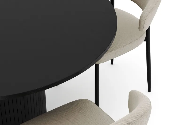 Kopparbo Pyöreä Ruokapöytä 130 cm ja 4 Sawako Tuolia - Musta - Huonekalut - Pöytä & ruokailuryhmä - Ruokailuryhmä