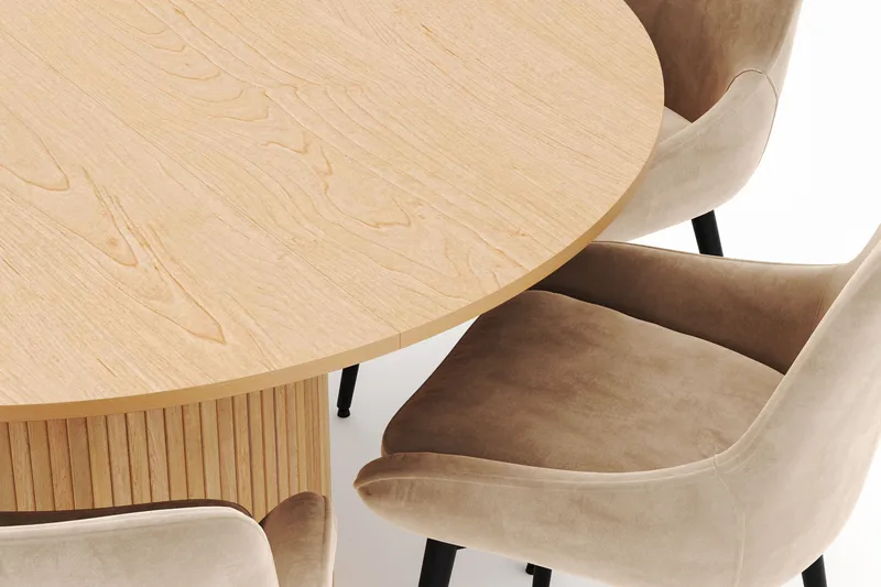 Kopparbo Pyöreä Ruokailuryhmä 130-150 cm 6 Alsarp Ruokatuolilla - Natural - Huonekalut - Pöytä & ruokailuryhmä - Ruokailuryhmä