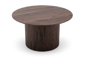 Kopparbo pyöreä sohvapöytä 85 cm puu- ja pähkinäpuuvaikutelmalla, urallinen pylväsjalka ja ohut pöytälevy - Ruskea - Huonekalut - Pöytä & ruokailuryhmä - Sohvapöytä