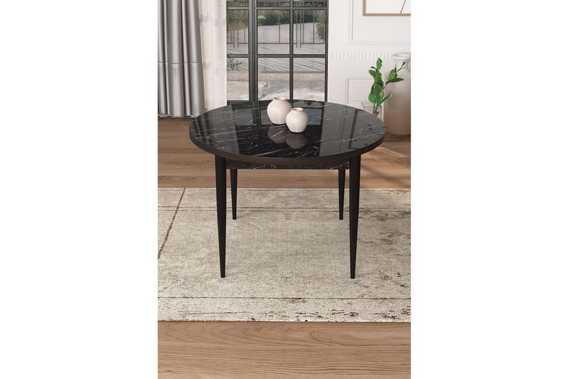 Kummer Ruokapöytä 90 cm Pyöreä - Musta Marmori/Musta - Huonekalut - Pöytä & ruokailuryhmä - Ruokapöydät & keittiön pöydät