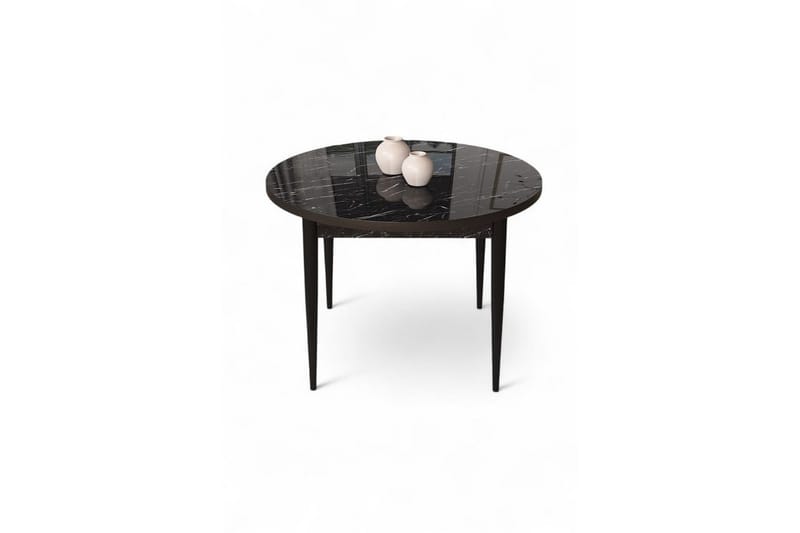 Kummer Ruokapöytä 90 cm Pyöreä, Musta Marmori/Musta