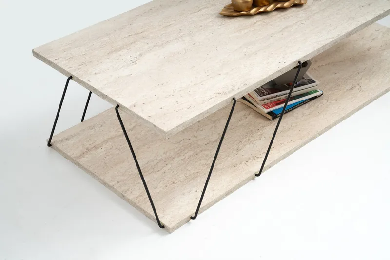 Labranda Sohvapöytä 120 cm - Musta/Marmori - Huonekalut - Pöytä & ruokailuryhmä - Marmoripöydät