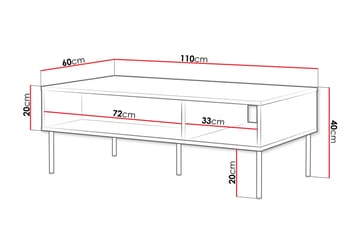 Laholm 110 cm suorakulmainen sohvapöytä hyllyillä maalattua puuta - Valkoinen - Huonekalut - Pöytä & ruokailuryhmä - Sohvapöytä