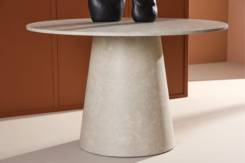 Lanzo Ruokapöytä 120 cm Pyöreä - Beige - Huonekalut - Pöytä & ruokailuryhmä - Ruokapöydät & keittiön pöydät