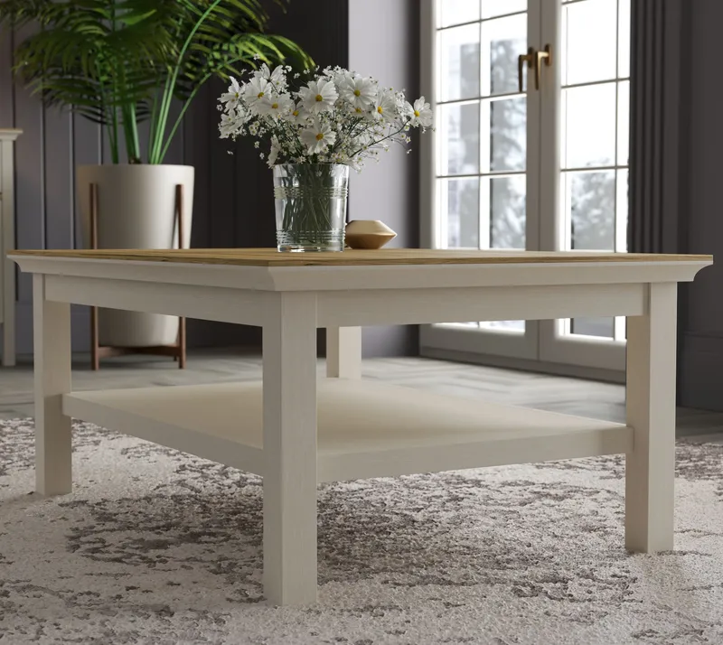 Letira Sohvapöytä 100 cm - kerma, tammi ja harmaa - Huonekalut - Pöytä & ruokailuryhmä - Sohvapöytä