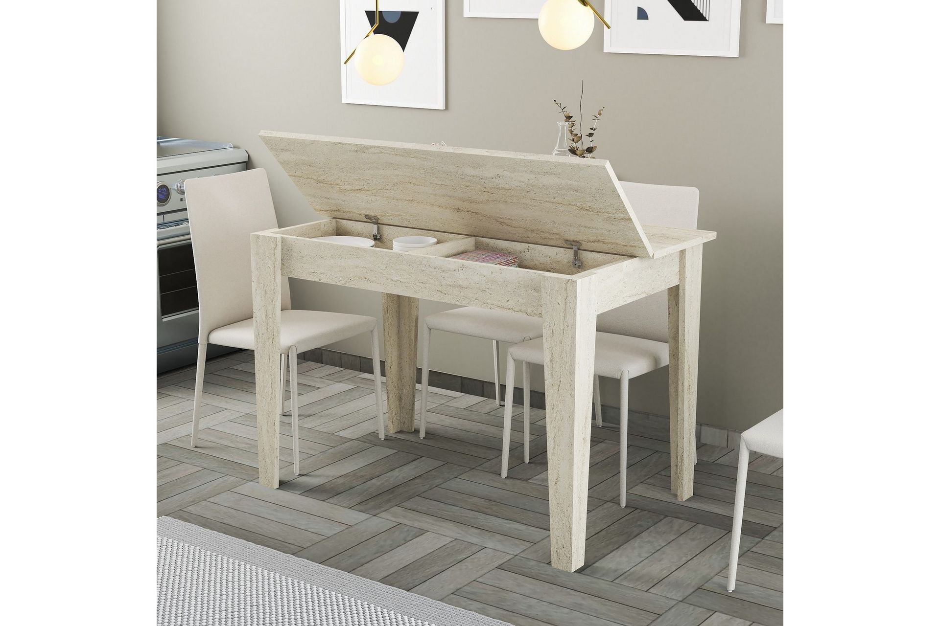 Levents Ruokapöytä 110 cm Suorakulmainen - Beige - Huonekalut - Pöytä & ruokailuryhmä - Ruokapöydät & keittiön pöydät