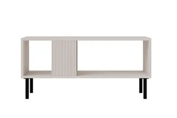 Lionel 92 cm suorakaiteen muotoinen sohvapöytä hyllyillä maalattua puuta - Beige - Huonekalut - Pöytä & ruokailuryhmä - Sohvapöytä