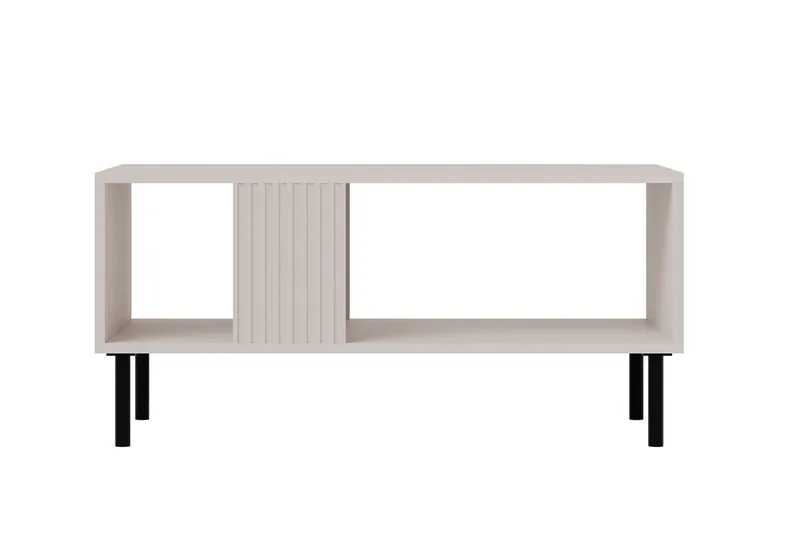 Lionel 92 cm suorakaiteen muotoinen sohvapöytä hyllyillä maalattua puuta - Beige - Huonekalut - Pöytä & ruokailuryhmä - Sohvapöytä