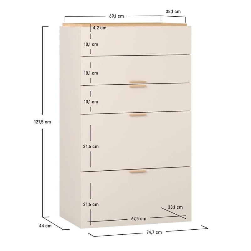 Lipasto, jossa laatikot 4 You Fresh - Hiekkabeige - Huonekalut - Pöytä & ruokailuryhmä - Meikki- & kampauspöydät