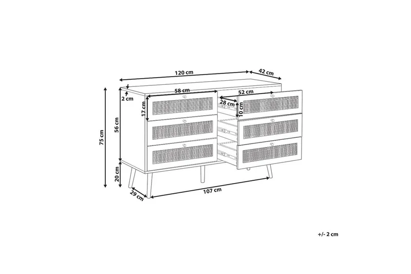 Lipasto Perote, jossa on 6 laatikkoa - Säilytys - Säilytyskalusteet - Lipasto