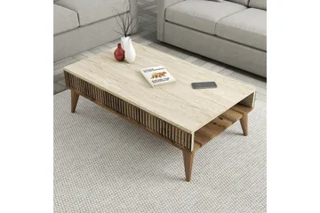 Lissione Sohvapöytä 105 cm - Pähkinäpuu/Beige - Huonekalut - Pöytä & ruokailuryhmä - Sohvapöytä