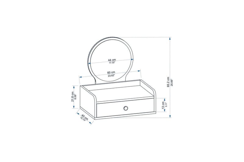 Loomba Kampauspöytä 60 cm - Valkoinen - Huonekalut - Pöytä & ruokailuryhmä - Meikki- & kampauspöyd�ät