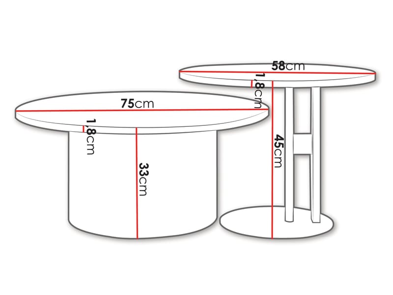 Lorvyn Pyöreä pöytäsarja 58/75 cm - musta - Huonekalut - Pöytä & ruokailuryhmä - Sohvapöytä