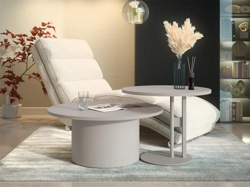 Lorvyn Pyöreä pöytäsarja 58/75 cm - beige - Huonekalut - Pöytä & ruokailuryhmä - Sohvapöytä