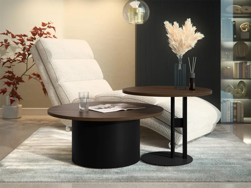 Lorvyn Pyöreä pöytäsarja 58/75 cm - ruskea, musta - Huonekalut - Pöytä & ruokailuryhmä - Sohvapöytä