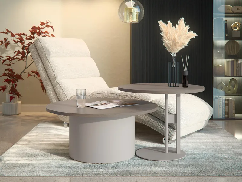 Lorvyn Pyöreä pöytäsarja 58/75 cm - Beige ja vaaleanruskea - Huonekalut - Pöytä & ruokailuryhmä - Sohvapöytä