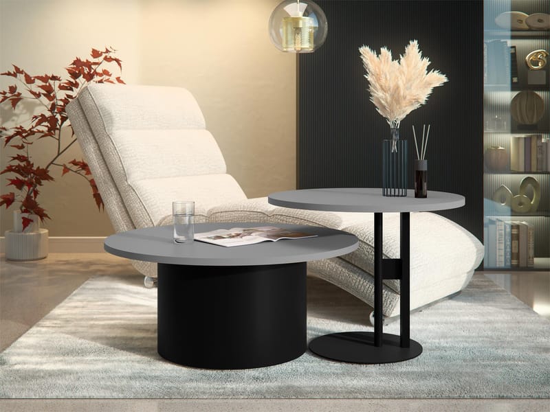 Lorvyn Pyöreä pöytäsarja 58/75 cm - Harmaa, musta - Huonekalut - Pöytä & ruokailuryhmä - Sohvapöytä