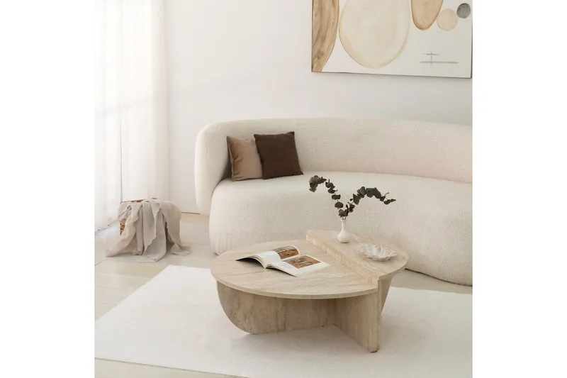 Louvrall Sohvapöytä 90 cm - Beige - Huonekalut - Pöytä & ruokailuryhmä - Apupöytä & sivupöytä - Sarjapöytä