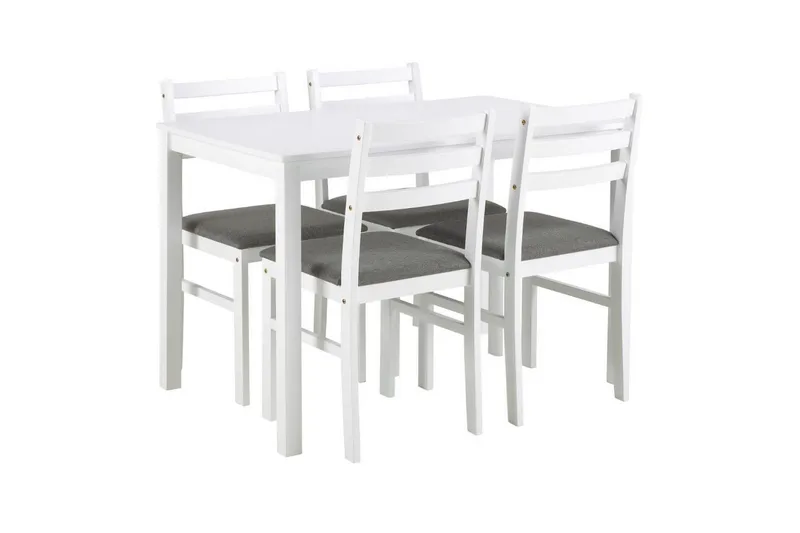 Lumino Ruokailuryhmä 110 Cm + 4 Ruokapöydän Tuolia, Valkoinen