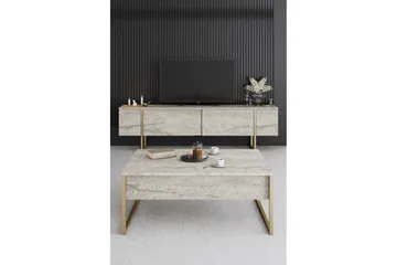 Luxe 90 cm suorakaiteen muotoinen sohvapöytä puuta - Beige - Huonekalut - Pöytä & ruokailuryhmä - Sohvapöytä