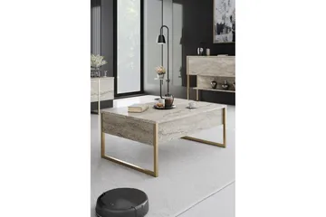 Luxe 90 cm suorakaiteen muotoinen sohvapöytä puuta - Beige - Huonekalut - Pöytä & ruokailuryhmä - Sohvapöytä