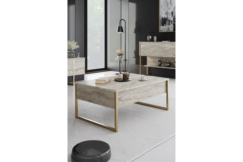Luxe 90 cm suorakaiteen muotoinen sohvapöytä puuta - Beige - Huonekalut - Pöytä & ruokailuryhmä - Sohvapöytä