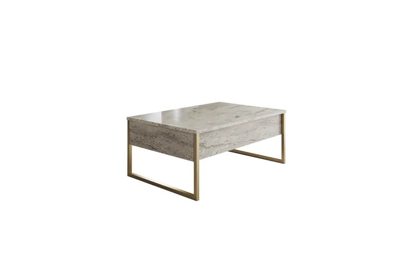 Luxe 90 cm suorakaiteen muotoinen sohvapöytä puuta, Beige