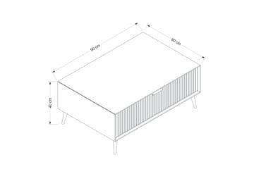 Luxe 90 cm suorakulmainen sohvapöytä laatikoilla puuta - Beige - Huonekalut - Pöytä & ruokailuryhmä - Sohvapöytä