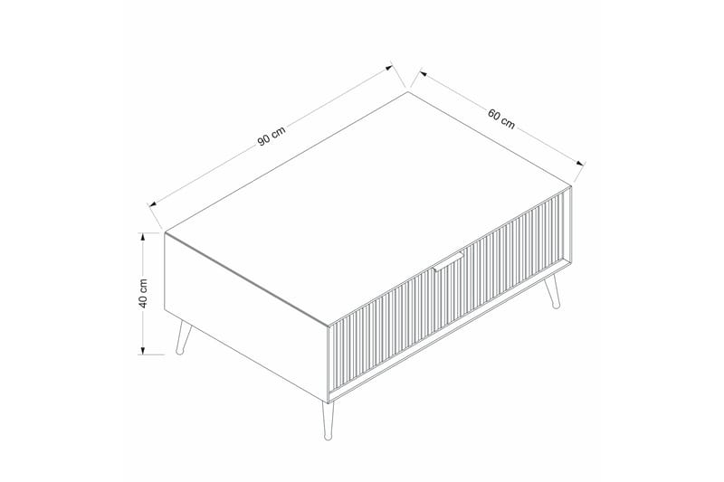 Luxe 90 cm suorakulmainen sohvapöytä laatikoilla puuta - Beige - Huonekalut - Pöytä & ruokailuryhmä - Sohvapöytä