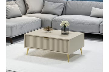 Luxe 90 cm suorakulmainen sohvapöytä laatikoilla puuta - Beige - Huonekalut - Pöytä & ruokailuryhmä - Sohvapöytä
