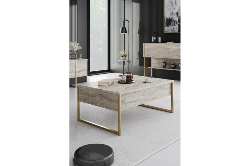 Luxe Sohvapöytä 90 cm - Beige/Kulta - Huonekalut - Pöytä & ruokailuryhmä - Sohvapöytä