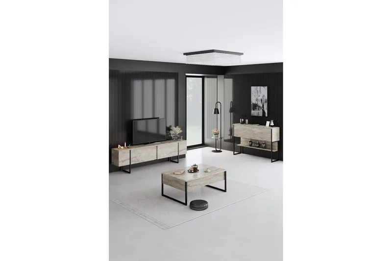 Luxe Sohvapöytä 90 cm - Beige/Musta - Huonekalut - Pöytä & ruokailuryhmä - Sohvapöytä