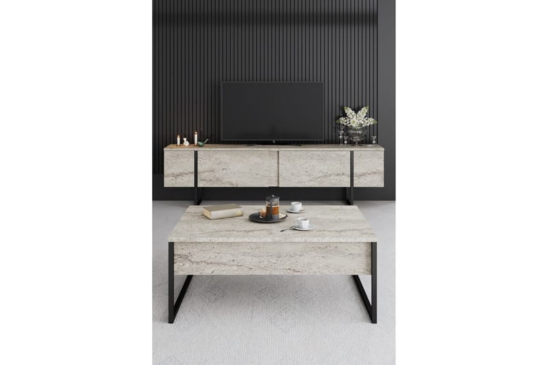 Luxe Sohvapöytä 90 cm - Beige/Musta - Huonekalut - Pöytä & ruokailuryhmä - Sohvapöytä