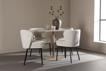 Lycke Ruokailuryhmä 110 cm Pyöreä jossa 4 Agnes tuolia - Beige/Valkoinen - Huonekalut - Pöytä & ruokailuryhmä - Ruokailuryhmä