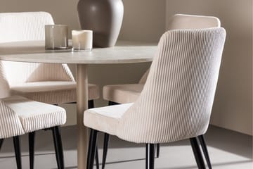 Lycke Ruokailuryhmä 110 cm Pyöreä jossa 4 Leone tuolia - Beige/Beige - Huonekalut - Pöytä & ruokailuryhmä - Ruokailuryhmä