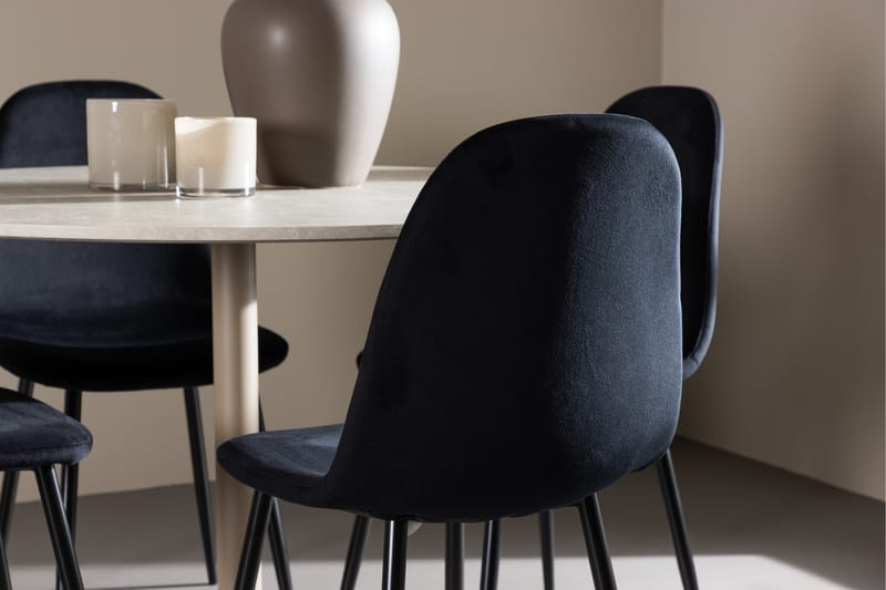 Lycke Ruokailuryhmä 110 cm Pyöreä jossa 4 Polar tuolia - Beige/Musta - Huonekalut - Pöytä & ruokailuryhmä - Ruokailuryhmä