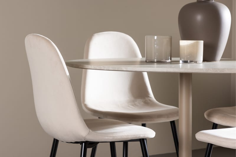 Lycke Ruokailuryhmä 110 cm Pyöreä jossa 4 Polar tuolia - Beige/Beige - Huonekalut - Pöytä & ruokailuryhmä - Ruokailuryhmä