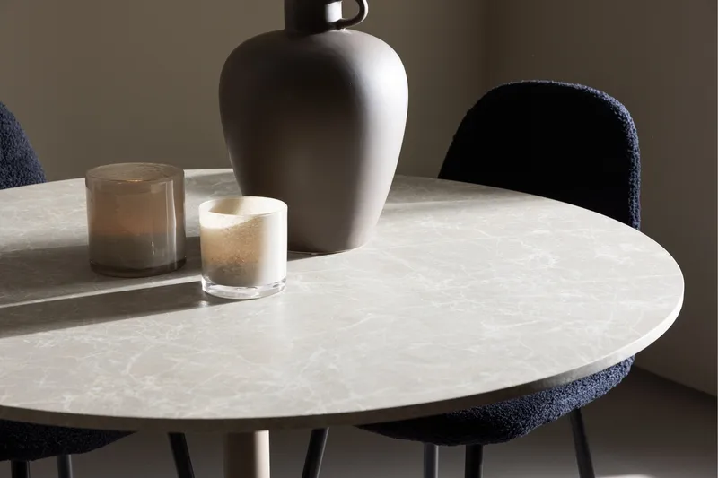 Lycke Ruokailuryhmä 110 cm Pyöreä jossa 4 Polar tuolia - Beige/Musta - Huonekalut - Pöytä & ruokailuryhmä - Ruokailuryhmä