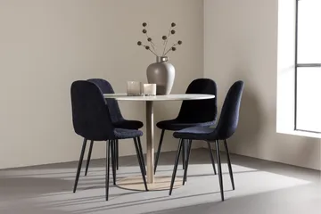 Lycke Ruokailuryhmä 110 cm Pyöreä jossa 4 Polar tuolia - Beige/Musta - Huonekalut - Pöytä & ruokailuryhmä - Ruokailuryhmä