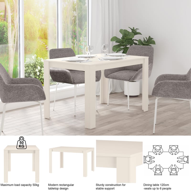 Lynn suorakaiteen muotoinen ruokapöytä 120 cm puuta - Beige - Huonekalut - Pöytä & ruokailuryhmä - Ruokapöydät & keittiön pöydät