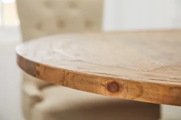 Lyon-ruokailuryhmä Ø150 cm, pyöreä, 6 Viktoria-tuolia - Vintage-jalava/beige - Huonekalut - Pöytä & ruokailuryhmä - Ruokailuryhmä