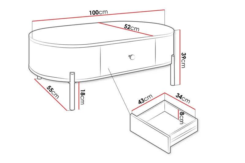 Maggio Sohvapöytä 100x55 cm - Valkoinen - Huonekalut - Pöytä & ruokailuryhmä - Sohvapöytä
