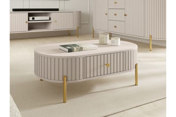 Maggio soikea sohvapöytä 100 cm laatikoilla, puuta ja metallia - Beige - Huonekalut - Pöytä & ruokailuryhmä - Sohvapöytä