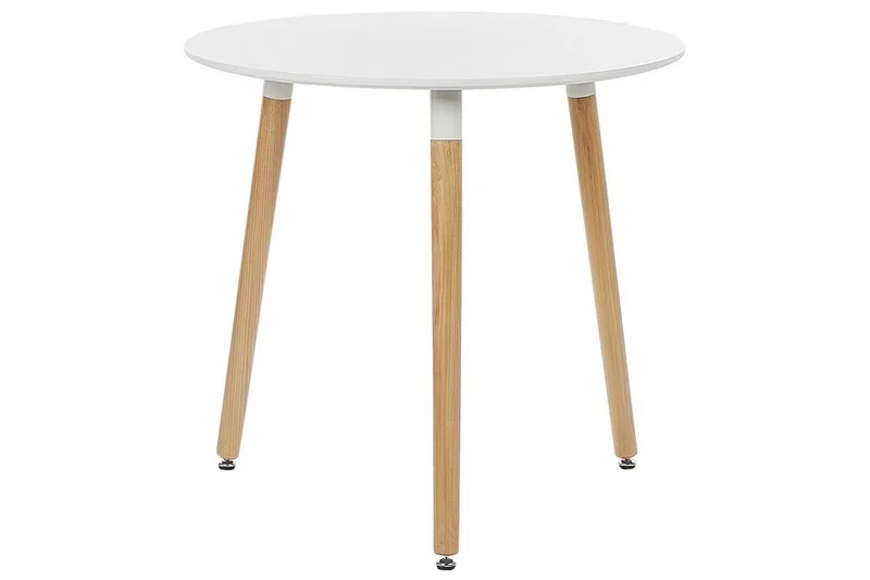 Magog Ruokapöytä 80 cm Pyöreä, Valkoinen/Vaaleanruskea