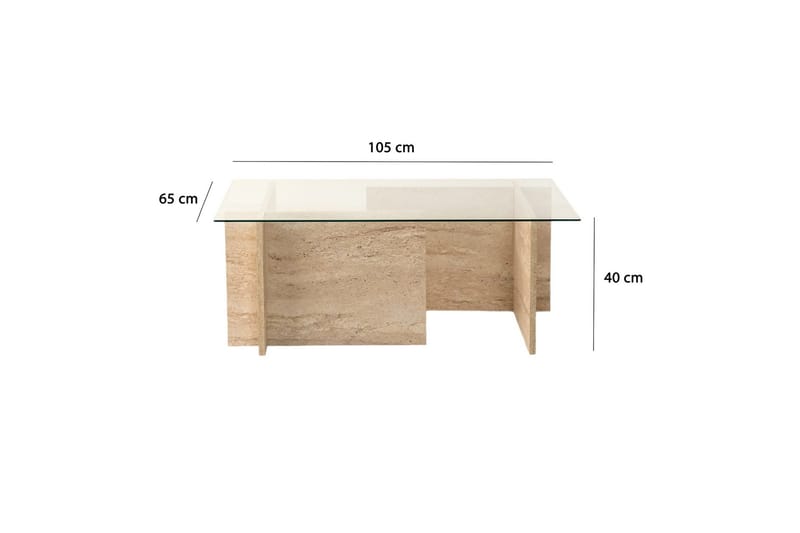 Malpani 105 cm suorakaiteen muotoinen sohvapöytä kivi- ja lasipinnalla - Kirkas - Huonekalut - Pöytä & ruokailuryhmä - Sohvapöytä