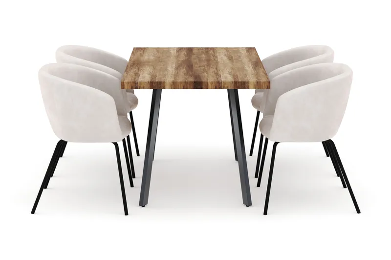 Marcelen Jatkettava Ruokapöytä ja 4 Berit Tuolia - Ruskea - Huonekalut - Pöytä & ruokailuryhmä - Ruokailuryhmä