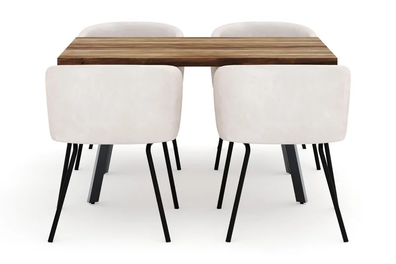 Marcelen Jatkettava Ruokapöytä ja 4 Berit Tuolia - Ruskea - Huonekalut - Pöytä & ruokailuryhmä - Ruokailuryhmä