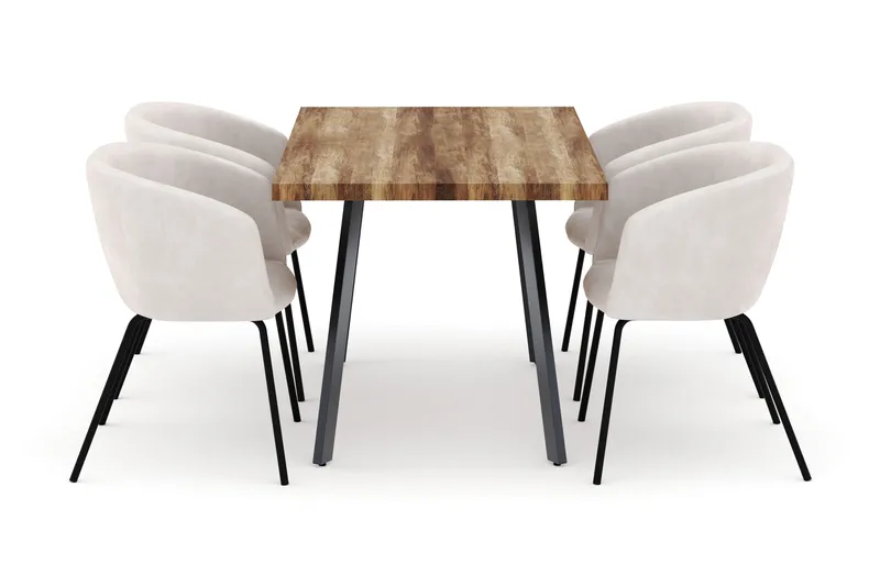 Marcelen Jatkettava Ruokapöytä ja 4 Berit Tuolia - Ruskea - Huonekalut - Pöytä & ruokailuryhmä - Ruokailuryhmä